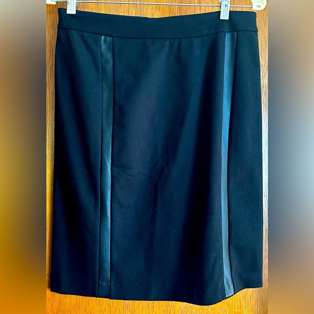 Michael Kors Woman's Black Faux Leather Trim Pencil Skirt [Sz 6] Travel Stretch